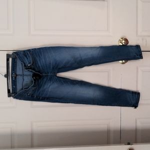 THRDUP - White House Black Market Skinny Ankle Jeans with Black Leather detail